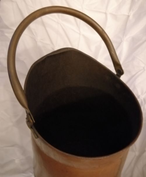 ANTIQUE COPPER AND BRASS TALL COAL SCUTTLE - ADDITIONAL PHOTO 2