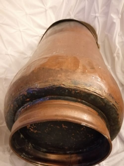 ANTIQUE COPPER AND BRASS TALL COAL SCUTTLE - ADDITIONAL PHOTO 6