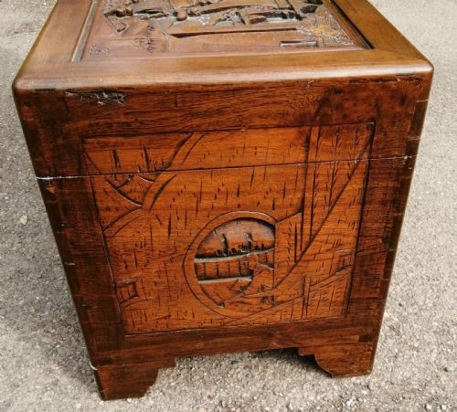 ANTIQUE CARVED CAMPHOR TRUNK - ADDITIONAL PHOTO 5