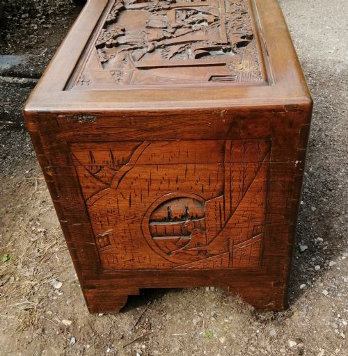 ANTIQUE CARVED CAMPHOR TRUNK - ADDITIONAL PHOTO 6