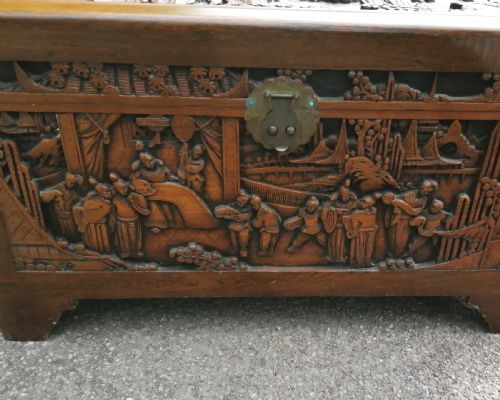 ANTIQUE CARVED CAMPHOR TRUNK - ADDITIONAL PHOTO 7