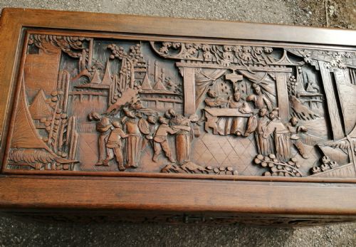 ANTIQUE CARVED CAMPHOR TRUNK - ADDITIONAL PHOTO 8