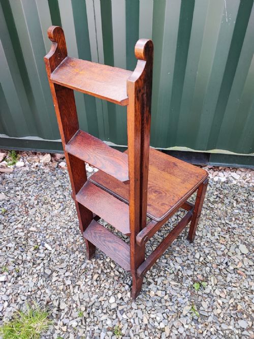 AN EDWARDIAN METAMORPHIC SET OF CHAIR STEPS - ADDITIONAL PHOTO 3