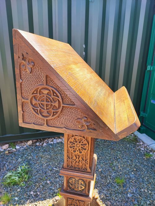 ANTIQUE CARVED OAK LECTURN - ADDITIONAL PHOTO 1