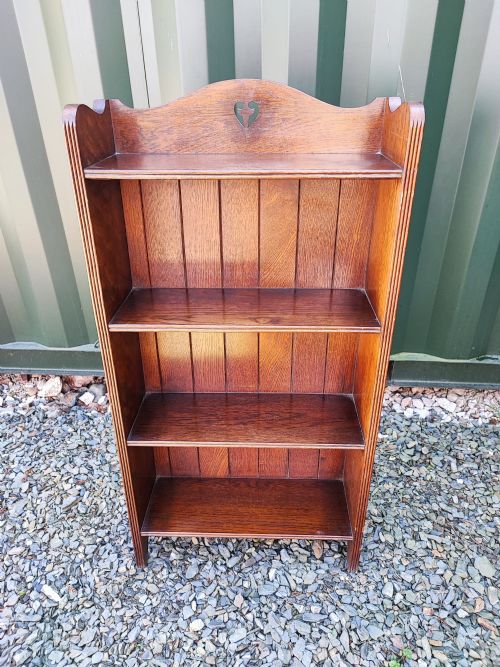an edwardian arts and crafts oak open bookcase - CATEGORY: ANTIQUE BOOKCASES - DATED 1910