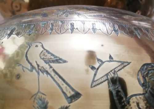 ANTIQUE INDIAN FINELY ENGRAVED HOLY WATER CARRIER - ADDITIONAL PHOTO 2