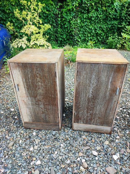 a pair of large limed oak bedside cabinets - CATEGORY: ANTIQUE CUPBOARDS - DATED 1920