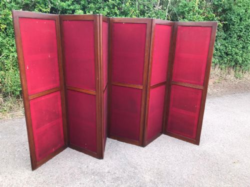 antique quality 6 fold mahogany screen - CATEGORY: ANTIQUE MISCELLANEOUS - DATED 1860