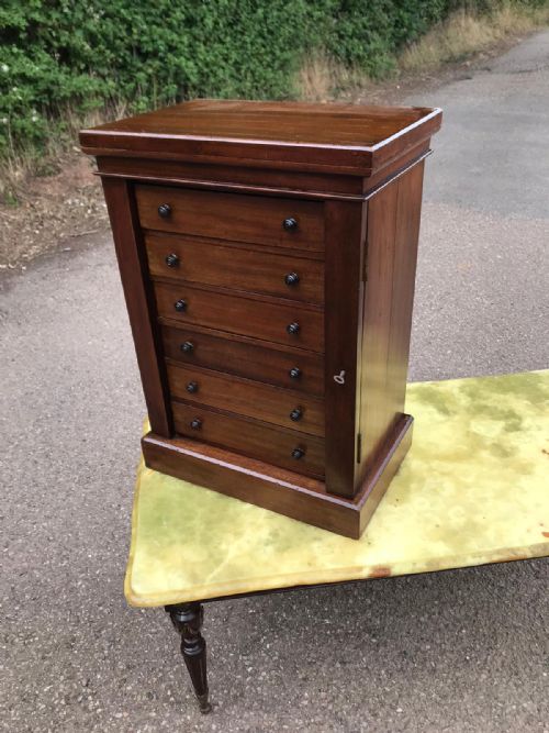VICTORIAN MAHOGANY SMALL WELLINGTON CHEST - ADDITIONAL PHOTO 5