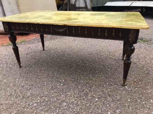 french onyx and brass mounted coffee table - CATEGORY: ANTIQUE TABLES - DATED 1930