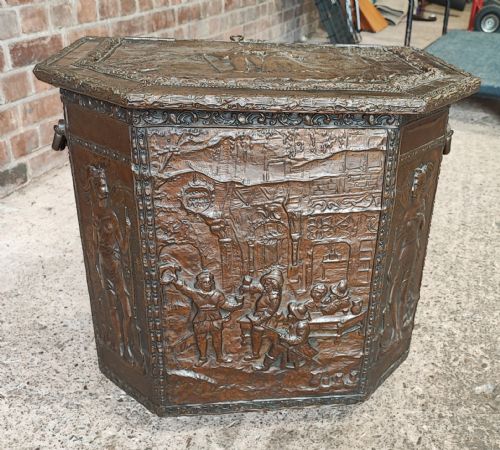 19c bronzed log or coal box - CATEGORY: ANTIQUE CHESTS - DATED 19TH CENTURY