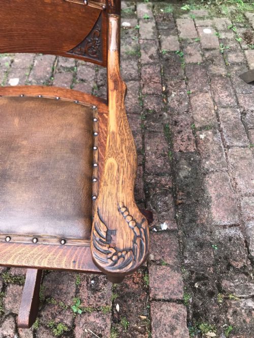ART'S AND CRAFTS AMERICAN OAK SWIVEL DESK CHAIR - ADDITIONAL PHOTO 1