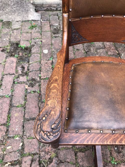 ART'S AND CRAFTS AMERICAN OAK SWIVEL DESK CHAIR - ADDITIONAL PHOTO 4