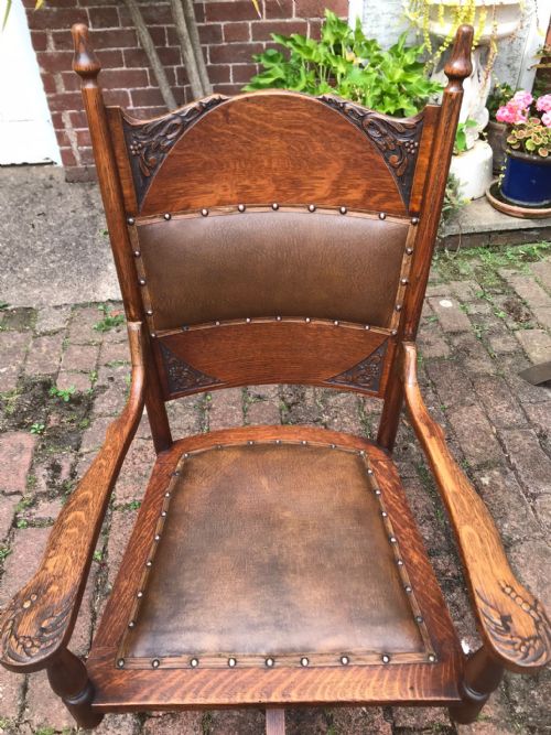 ART'S AND CRAFTS AMERICAN OAK SWIVEL DESK CHAIR - ADDITIONAL PHOTO 7