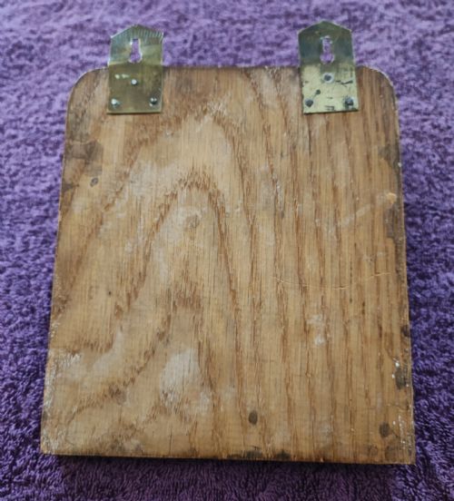 ART'S AND CRAFTS OAK AND BRASS WALL MOUNTED LETTER RACK - ADDITIONAL PHOTO 2