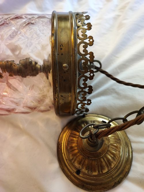 A FINE VICTORIAN CRANBERRY GLASS HANGING LIGHT FITTING - ADDITIONAL PHOTO 5
