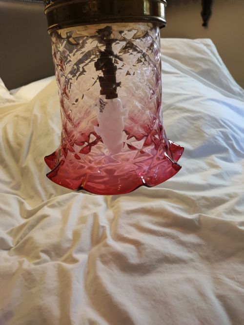 A FINE VICTORIAN CRANBERRY GLASS HANGING LIGHT FITTING - ADDITIONAL PHOTO 9