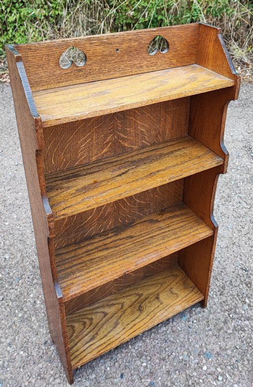 ART'S AND CRAFTS SMALL OAK OPEN BOOKCASE - ADDITIONAL PHOTO 6