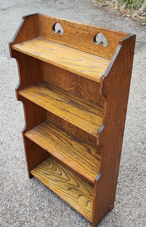 ART'S AND CRAFTS SMALL OAK OPEN BOOKCASE - ADDITIONAL PHOTO 7