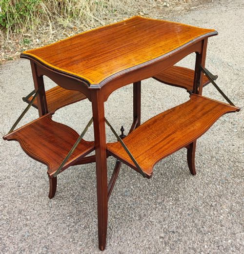 antiquequality inlaid occasional tabletea table with drop flaps - CATEGORY: ANTIQUE CABINETS - DATED 1900
