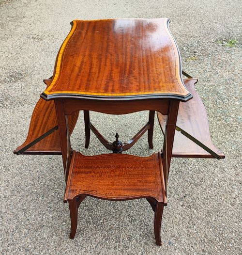 ANTIQUEQUALITY INLAID OCCASIONAL TABLETEA TABLE WITH DROP FLAPS - ADDITIONAL PHOTO 4