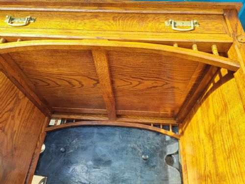 A FINE ANTIQUE OAK ESTHETIC MOVEMENT COMPUTER DESK - ADDITIONAL PHOTO 5