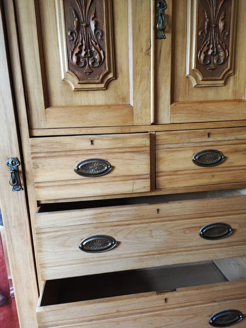 VICTORIAN COMBINATION WARDROBE IN SATIN WALNUT - ADDITIONAL PHOTO 9