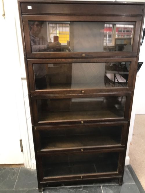 A OAK 5 STACKING SECTIONAL BOOKCASE BY GUNN - ADDITIONAL PHOTO 4