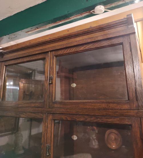 ANTIQUE OAK STACKING SECTIONAL BOOKCASE BY SIMPOLES OF MANCHESTER - ADDITIONAL PHOTO 5