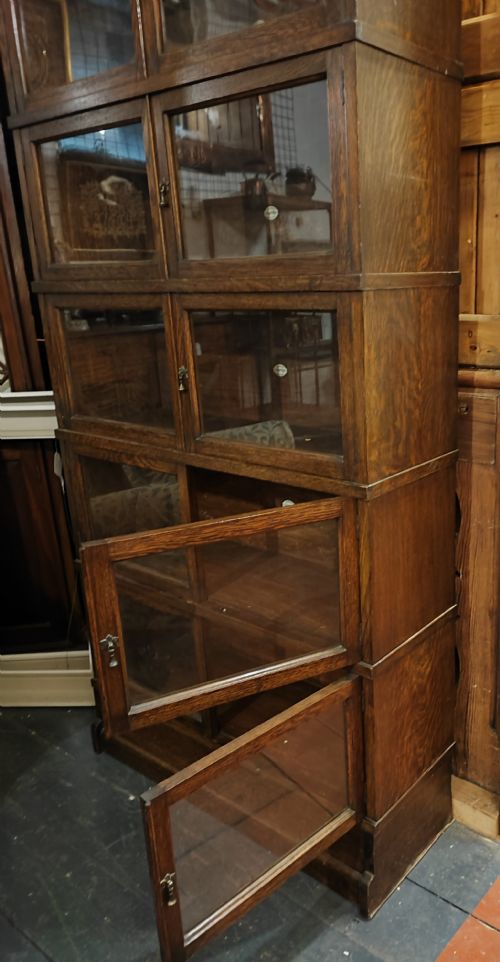 ANTIQUE OAK STACKING SECTIONAL BOOKCASE BY SIMPOLES OF MANCHESTER - ADDITIONAL PHOTO 6