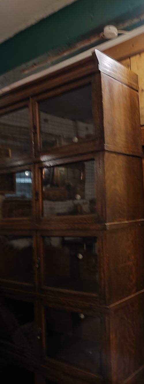 ANTIQUE OAK STACKING SECTIONAL BOOKCASE BY SIMPOLES OF MANCHESTER - ADDITIONAL PHOTO 10
