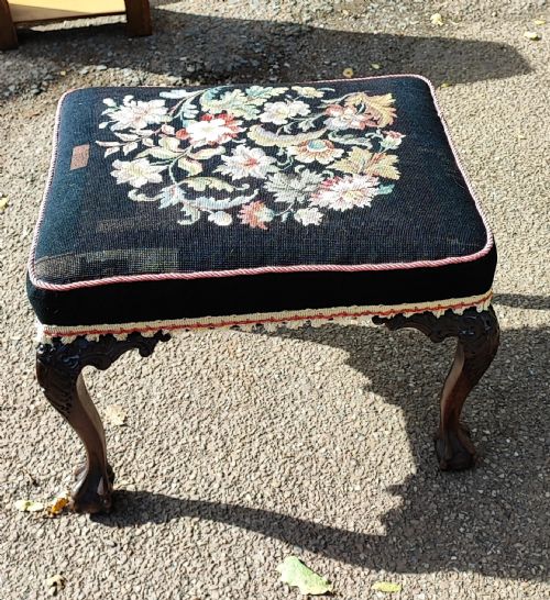 a 19c mahogany ball and claw needlework stool - CATEGORY: ANTIQUE STOOLS - DATED 19TH CENTURY