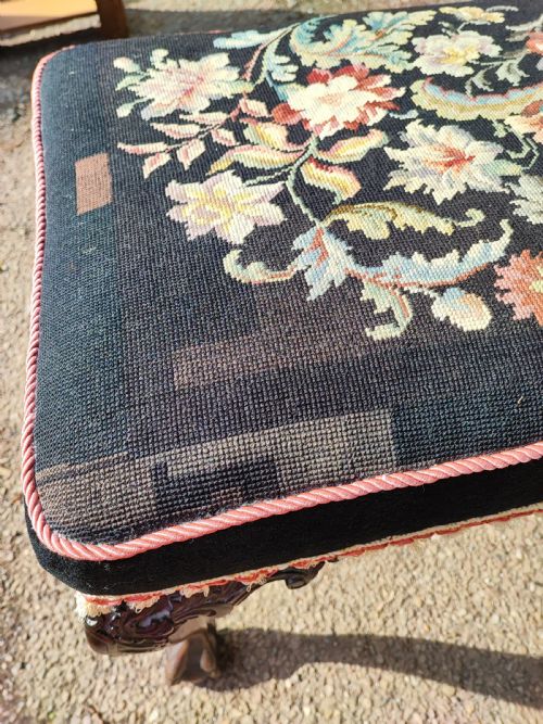 A 19C MAHOGANY BALL AND CLAW NEEDLEWORK STOOL - ADDITIONAL PHOTO 6