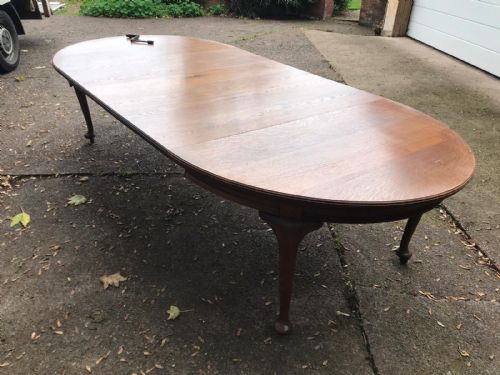 ANTIQUE GOLDEN OAK 3 LEAF EXTENDING DINING TABLE - ADDITIONAL PHOTO 7