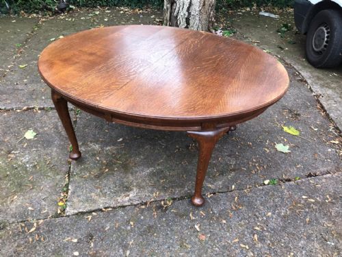 ANTIQUE GOLDEN OAK 3 LEAF EXTENDING DINING TABLE - ADDITIONAL PHOTO 8