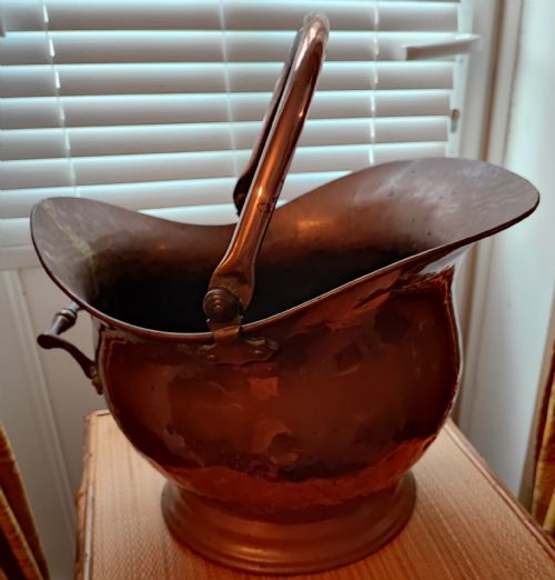 VICTORIAN COPPER HELMET COAL OR LOG BUCKET - ADDITIONAL PHOTO 1