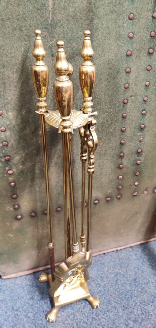 PRETTY VICTORIAN BRASS FIRE IRONS OR FIREPLACE SET - ADDITIONAL PHOTO 12