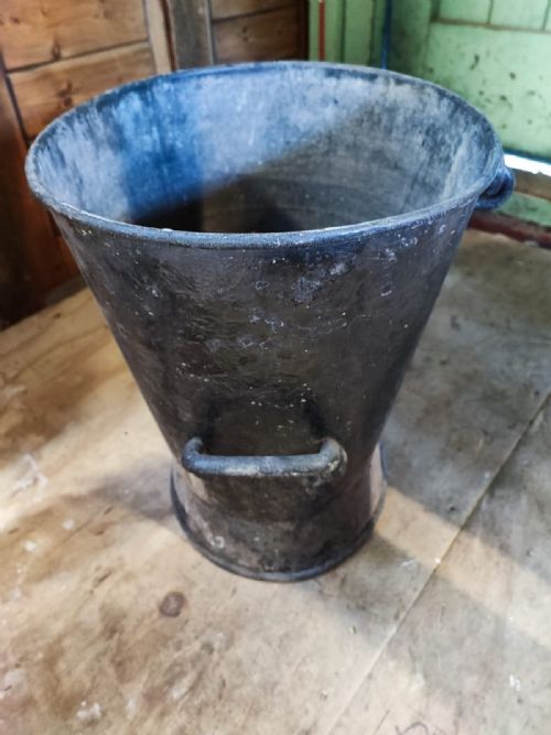 LARGE INDUSTRIAL GALVANIZED IRON LOG OR COAL BUCKET - ADDITIONAL PHOTO 1