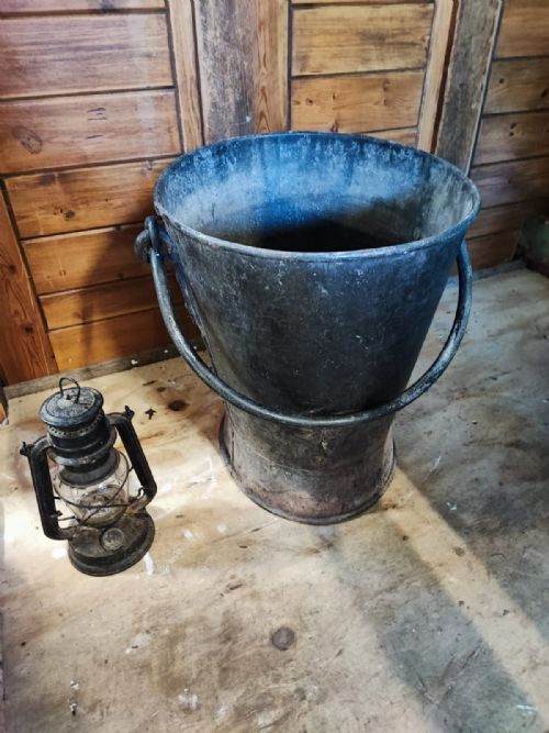 LARGE INDUSTRIAL GALVANIZED IRON LOG OR COAL BUCKET - ADDITIONAL PHOTO 2