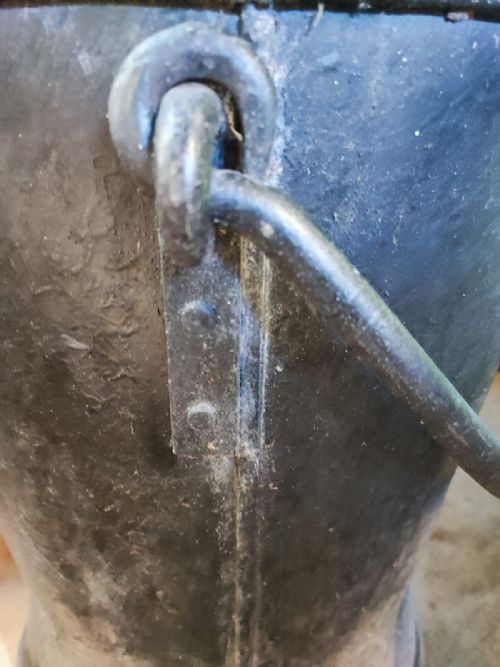 LARGE INDUSTRIAL GALVANIZED IRON LOG OR COAL BUCKET - ADDITIONAL PHOTO 4