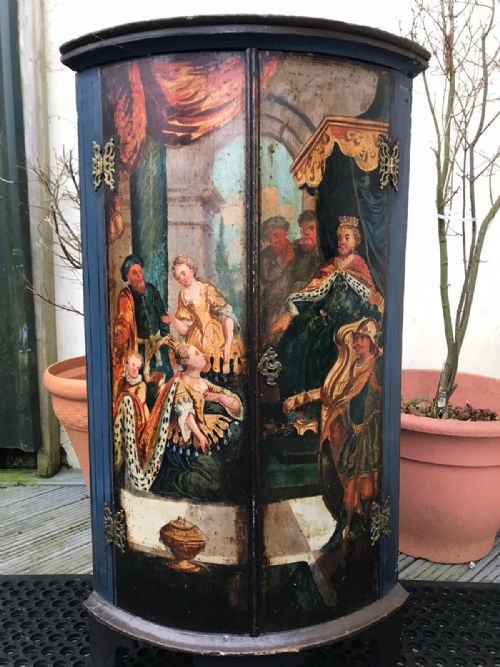 george 111 painted hanging corner cupboard - CATEGORY: ANTIQUE CUPBOARDS - DATED GEORGIAN