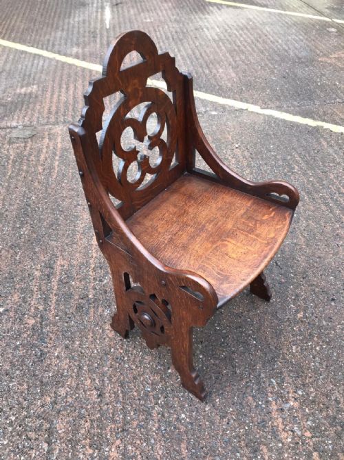 19C PAIR OF REFORM GOTHIC HALL SEATS CHAIRS - ADDITIONAL PHOTO 7
