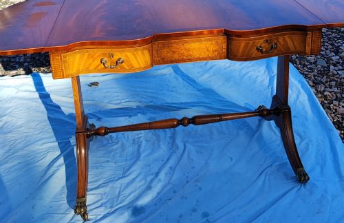 REGENCY REVIVAL INLAID MAHOGANY SOFA TABLE - ADDITIONAL PHOTO 6