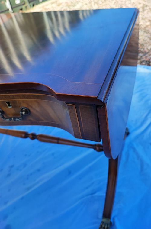 REGENCY REVIVAL INLAID MAHOGANY SOFA TABLE - ADDITIONAL PHOTO 13