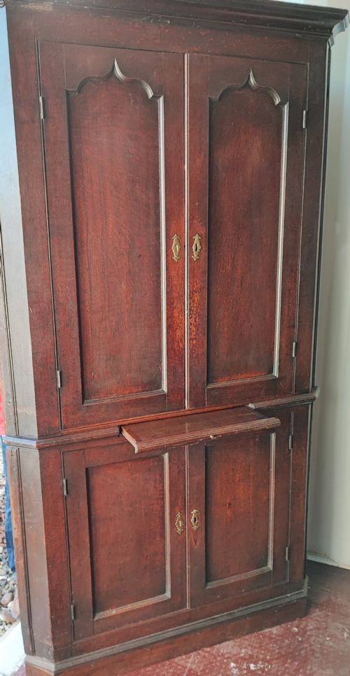 GEORGE 111 4 DOOR OAK CORNER CABINET 18TH CENTURY - ADDITIONAL PHOTO 11