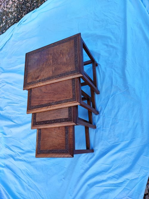 antique anglo indian kashmir nest of four tables - CATEGORY: ANTIQUE TABLES - DATED 1900