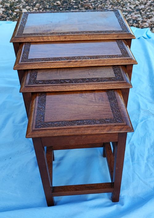 ANTIQUE ANGLO INDIAN KASHMIR NEST OF FOUR TABLES - ADDITIONAL PHOTO 3