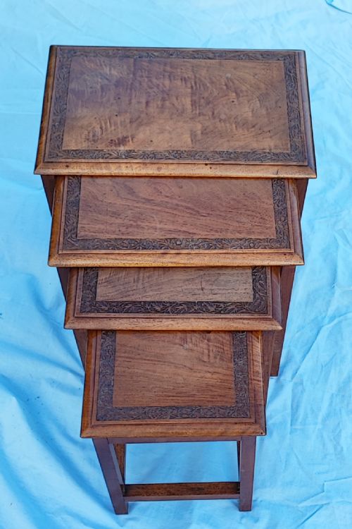 ANTIQUE ANGLO INDIAN KASHMIR NEST OF FOUR TABLES - ADDITIONAL PHOTO 4