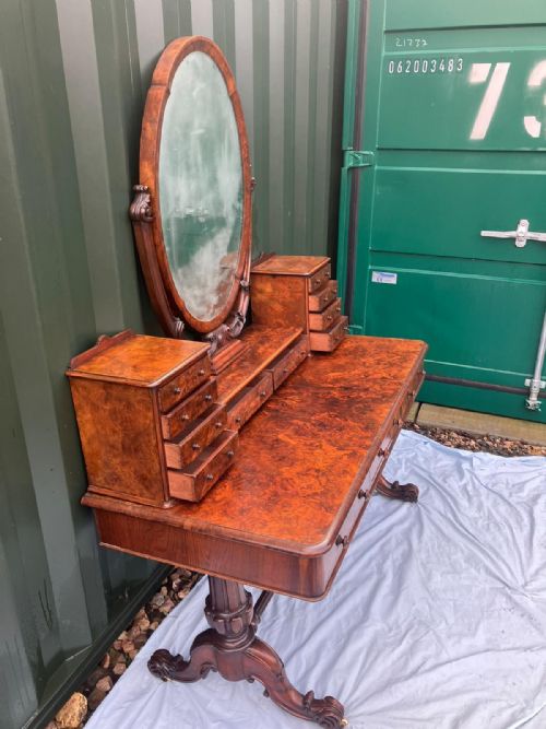 OUTSTANDING VICTORIAN BURR WALNUT DRESSING TABLE - ADDITIONAL PHOTO 5
