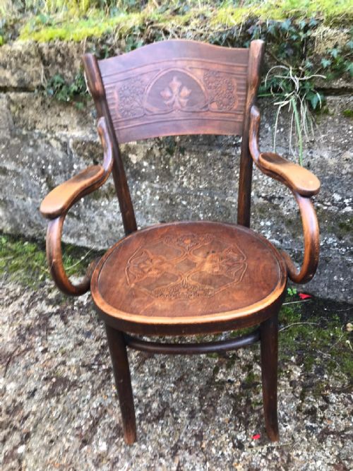 A Thonet Art Nouveau Bentwood Desk, Arm Chair.